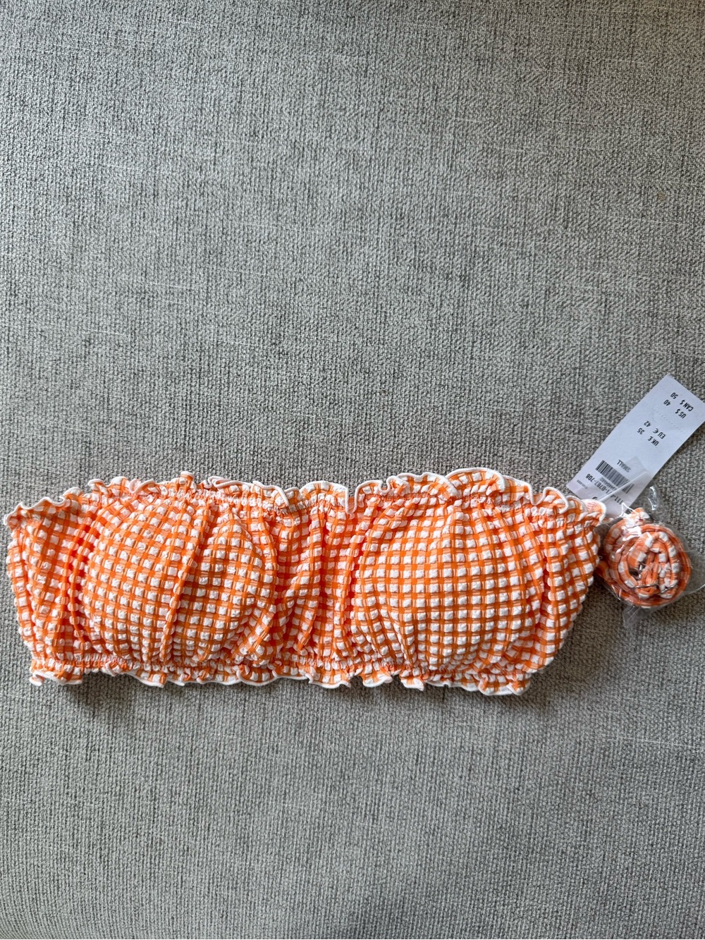 Abercrombie & Fitch Size Orange & White Seersucker Gingham
Bikini Top